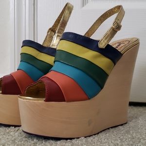 Irregular Choice Chunky Platform Heels Rainbow